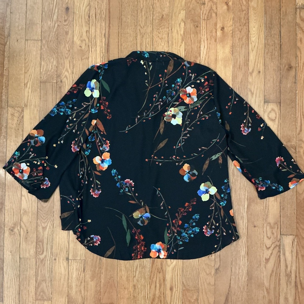 Spense dark Floral Button Front Blouse Womens sz XL cottagecore boho office